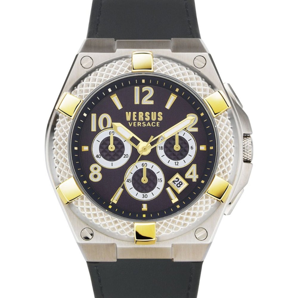 Versace Versus 46mm Silver Leather Watch